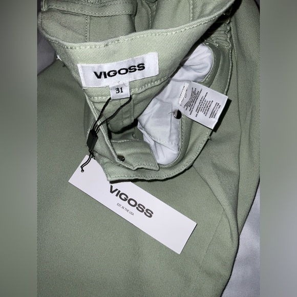 Vigoss NWT Size 12 (31) light green AXL Balloon jeans - Ace High Rise Straight - Picture 4 of 10